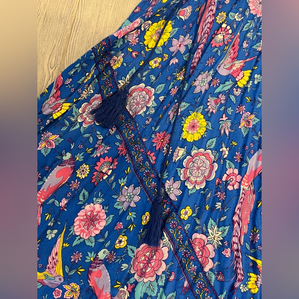 R. Vivomos Deepv Blue Floral Boho Maxi Dress - Picture 8 of 12